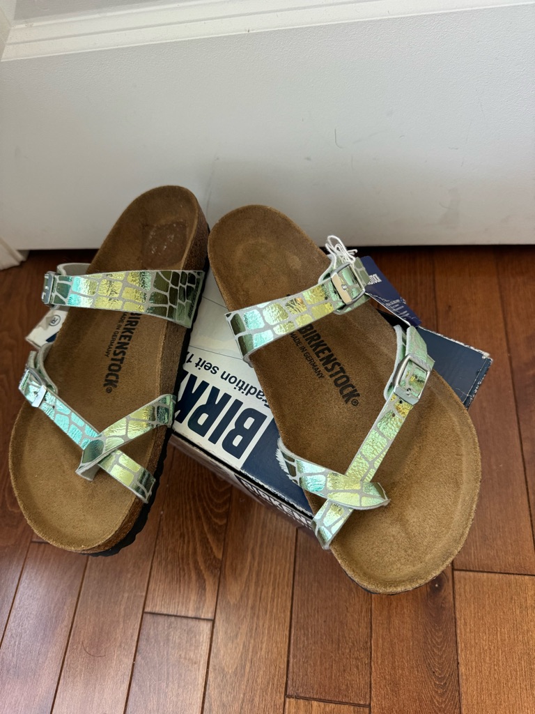 Birkenstock Mayari Sandals Eu 39 Mineral Gator Gleam